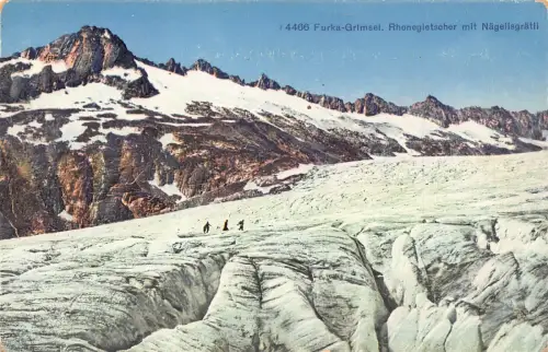 Schweiz Furka Grimsel Rhonegletscher mit Naegelisgraetli Berg Postkarte