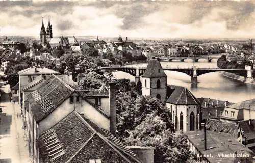 Schweiz Basel Albankirchlein Vintage Postkarte