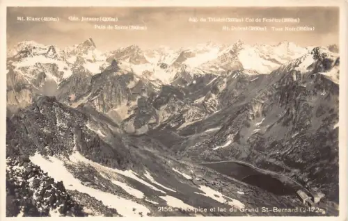 Schweiz Hospiz et le lac du Grand Bernhard Bergsee Vintage Postkarte