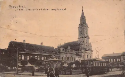 L514 Rumänien Oradea Nagyvarad 1907 Straßenbahn Judaica Laden Vintage Postkarte