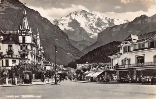 Schweiz Interlaken Bahnhofstrasse Bernerhof Restaurantwagen Postkarte
