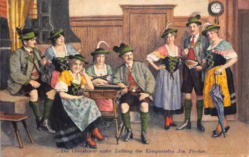 Schweiz Obersteirer unter Leitung Komponisten Trachten Postkarte