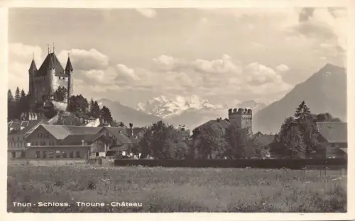 Schweiz Schloss Thun Thoune Vintage Postkarte