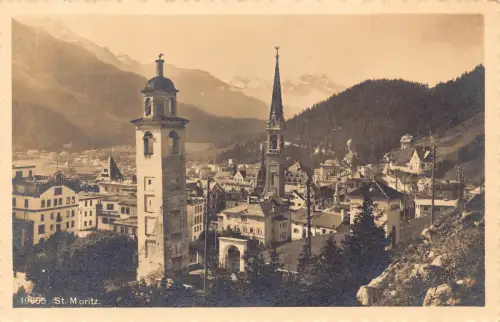 Schweiz St Moritz Gesamtansicht Vintage Postkarte