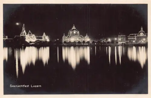 Schweiz Seenachfest Luzern bei Nacht Vintage Postkarte