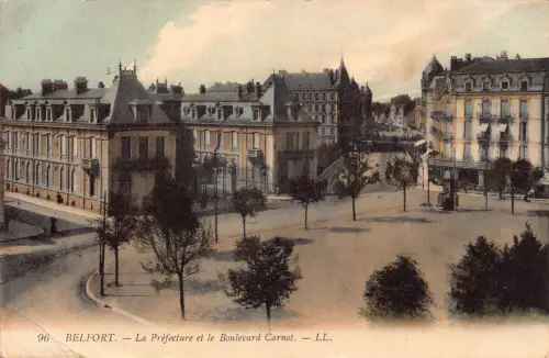 Frankreich 1913 Belfort Prefecture et Boulevard Carnot alte Postkarte