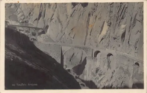 Schweiz Teufels Brücke Vintage Postkarte