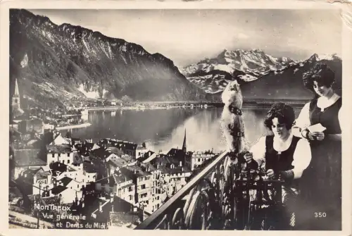 Schweiz Montreux Dents du Midi Frau Tracht gewebt Wolle Postkarte