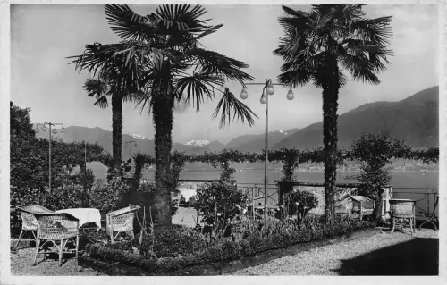 Schweiz Magadino Hotel Suisse Terrasse Vintage Postkarte