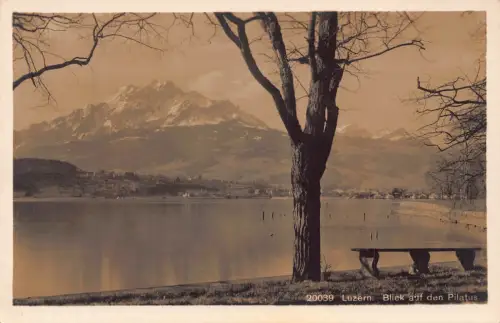 Schweiz Luzern Blick auf den Pilatus See Vintage Postkarte
