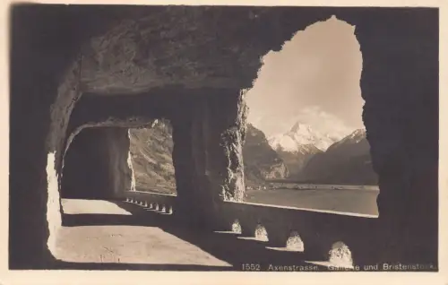 Schweiz Axenstrasse Galerie und Bristenstocktunnel Vintage Postkarte