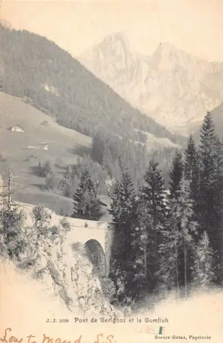 Schweiz Pont de Gerignoz et la Gumfluh Brücke Vintage Postkarte