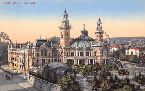 Schweiz Zuerich Tonhalle Vintage Postkarte