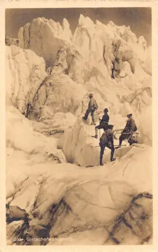 Schweiz Gletscherwanderung Bergsteiger Vintage Postkarte