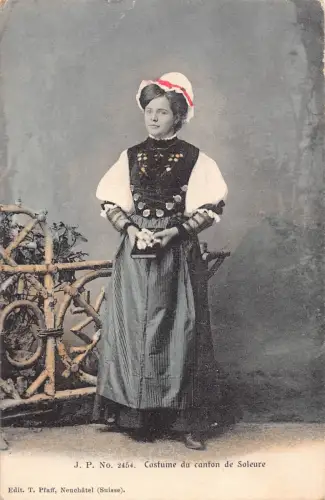 Schweiz Tracht du Caton de Soleure Frau Postkarte