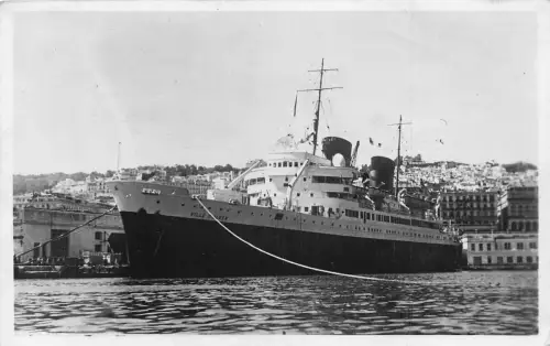 Algerien Algier Hafen und Dampfschiff Vintage Postkarte