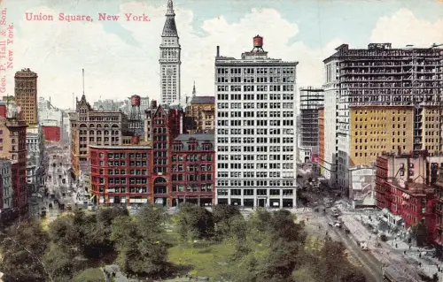 US New York City Union Square Vintage Postkarte