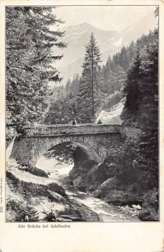 Schweiz Alte Brücke bei Adelbodenbrücke Vintage Postkarte