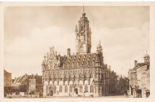 Niederlande Stadhuis Middelburg Rathaus Vintage Postkarte