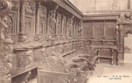 Schweiz Sion ND de Valere Les Stalles Vintage Postkarte