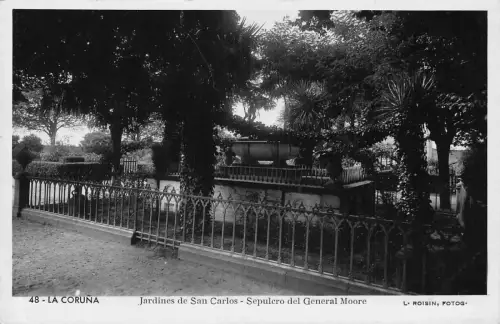 Spanien La Coruna Jardines de San Carlos Sepulcro del General Moore Postkarte