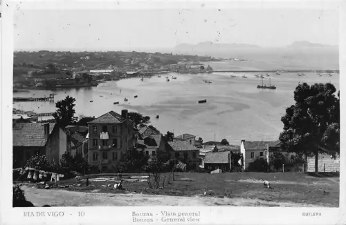 Spanien 1936 Ria de Vigo Bouzas Gesamtansicht Meer Vintage Postkarte