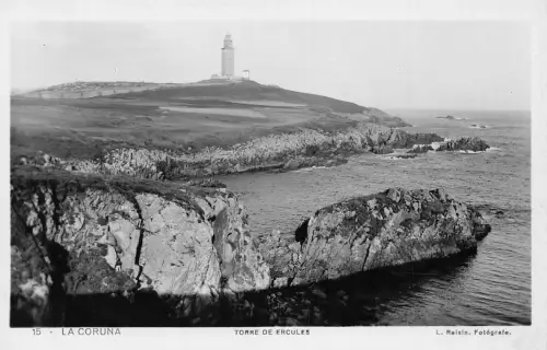 Spanien La Coruna Torre de Ercules Turm Vintage Postkarte