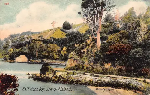 Neuseeland Half Moon Bay Stewart Island Vintage Postkarte