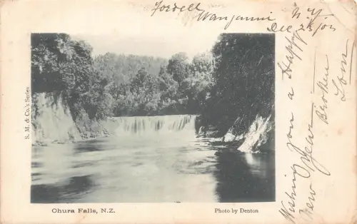 Neuseeland 1903 Ohura Falls Wasserfall Vintage Postkarte