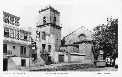 Spanien La Coruna Parroquia de Santiago Vintage Postkarte