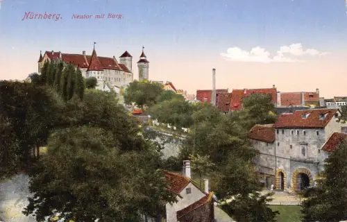 L324 Deutschland Nürnberg Neutor mit Burg Zitadelle Vintage Postkarte
