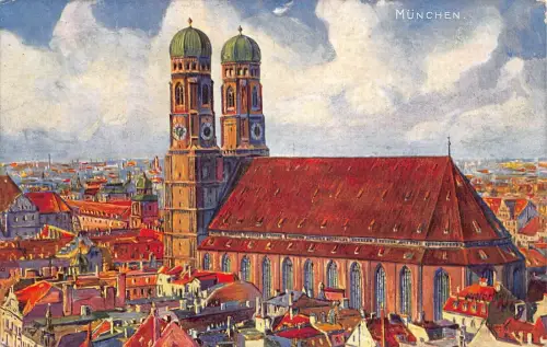 L324 Deutschland München Frauenkirche Kirche Gemälde Vintage Postkarte