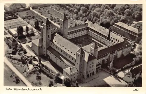 L323 Deutschland Abtei Münsterschwarzach Luftbilf RPPC Vintage Postkarte