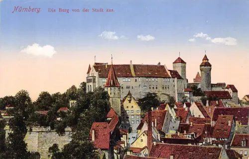 L324 Deutschland Nürnberg Burg von der Stadt aus Schloss Vintage Postkarte