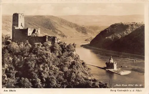 L321 Deutschland 1933 Burg Gutenfels Pfalz am Rhein Vintage Postkarte