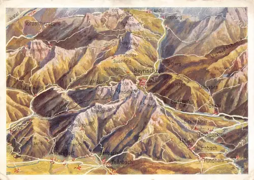 A080 Deutschland Bayrischzell mit Wendelstein Berggipfel Karte Vintage Postkarte