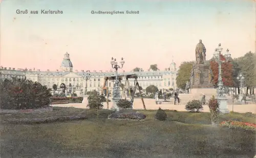 L173 Deutschland 1913 Gruss aus Karlsruhe Großherzogliches Schloss Vintage Postkarte
