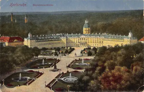 L173 Deutschland 1917 Karlsruher Residenzschloss Schloss Vintage Postkarte