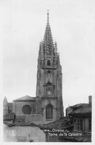 Spanien Oviedo Torre de la Catedral Turm Kathedrale Vintage Postkarte
