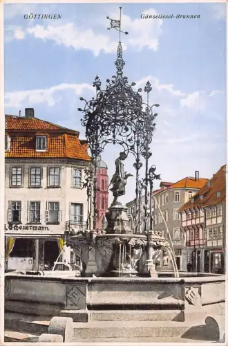 L052 Deutschland 1929 Göttingen Gaenseliesel Brunnen Vintage Postkarte