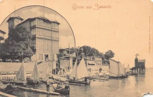 L052 Deutschland Gruss aus Sassnitz Segelboote Vintage Postkarte