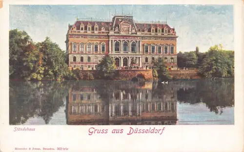 L053 Deutschland Staendenhaus Gruss aus Düsseldorf See Vintage Postkarte