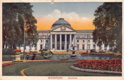 L010 Deutschland 1921 Wiesbaden Kurhaus Kurbad Feldpost Vintage Postkarte