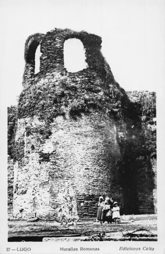 Spanien Lugo Murallas Romanas Ruinen Kinder Vintage Postkarte