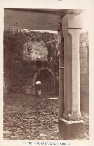 Spanien Lugo Puerta del Carmen Vintage Postkarte