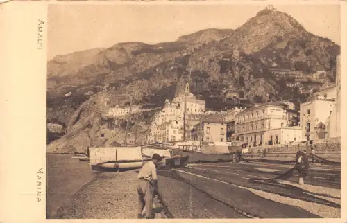 Italien Amalfi Marina Fischerboot Vintage Postkarte