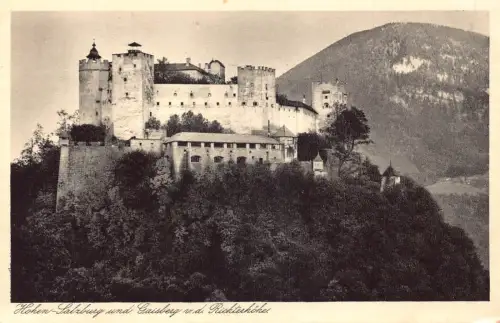 Österreich Hohen Salzburg und Schloss Gaisberg Richterhöhe Vintage Postkarte
