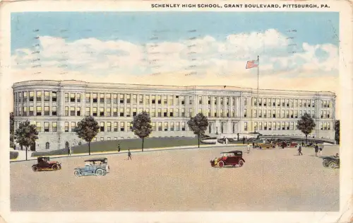 USA Pittsburgh Pennsylvania Grant Boulevard Schenley Highschool 1918 Postkarte