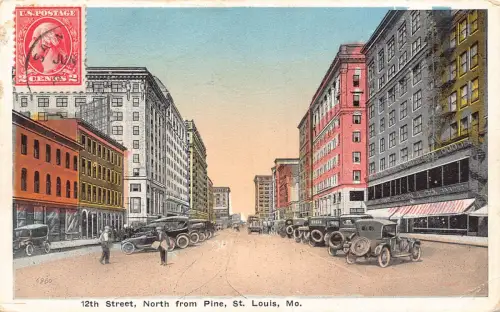 USA 1921 St Louis Missouri 12th Street North von Pine Cars Postkarte