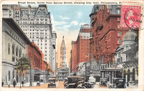 US Philadelphia, Pennsylvania Broad Street Spruce zeigt Rathaus Auto Postkarte